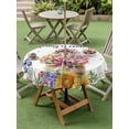 thumbnail image 4 of Outdoor Tablecloths with Umbrella Hole & Zipper, Spring Groundhog Round Tablecloths 60 Inch, Watercolor Sunflower Botanical Butterfly Waterproof Table Cloth, Patio/Pool/Picnic Table Covers, 4 of 8