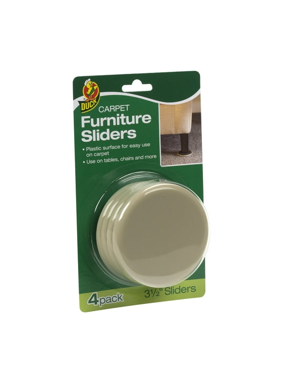 Duck Brand 3.5 in. Brown Plastic Carpet Furniture Sliders, 4 Pack