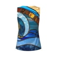 thumbnail image 5 of Lsque Stained Glass Ocean Wave Printed Workout Tank Tops for Women, Athletic Sports Tank Tops, Compression Sleeveless Dry Fit Shirts,Sleeveless Yoga Shirt-Small, 5 of 9