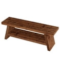 thumbnail image 3 of Finmind 2-Tier Entryway Bench with Open Shelves,  47.24 inch Solid Wood Seating Bench,  Solid Wood Shoe Bench Indoor for Entryway, Living Room ,Rustic Brown, 3 of 11