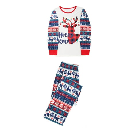 

KEJIG Stylish Christmas Women Mommy Printed Blouse Long Sleeve Tops+Pants Xmas Family Matching Pajamas Set