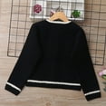 thumbnail image 6 of Favoffer Girls' Crewneck Knitted Cardigan Fall/Winter Warm Long Sleeve Children Button Cotton Sweater Uniform Outerwear for Daily Playdates Holiday Gifts Black White 5-13Y, 6 of 9