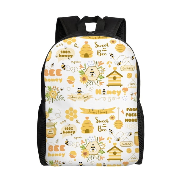 Easygdp Farm Bee Cute Honey Mochila Versátil y Elegante: Comodidad, Almacenaje y Durabilidad para la Universidad, Trabajo, Viajes y Uso Diario
