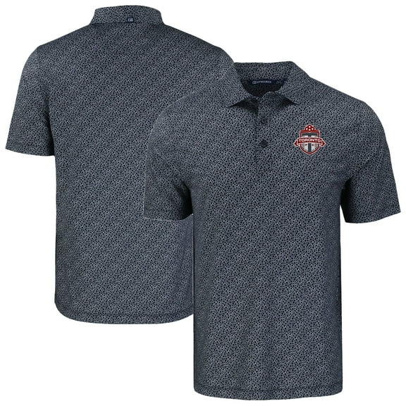 Men's-Cutter & Buck  Black Toronto FC Pike Eco Pebble Print Stretch Recycled Polo