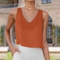 thumbnail image 2 of Ulitacool Tank Tops For Womens Linen Sleeveless Tank Top Summer Breathableloose Fit V Neck Blouse Tunic Shirt Fashionable Daily Wear Xl Orange, 2 of 7