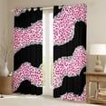 thumbnail image 2 of jejeloiu Leopard Print Blackout Curtains Set of 2 (52x84 Each),Waves Geometric Striped Window Curtains,Pink Black Curtains and Drapes For Girls Kids,Ultra Soft Home Decor, 2 of 6