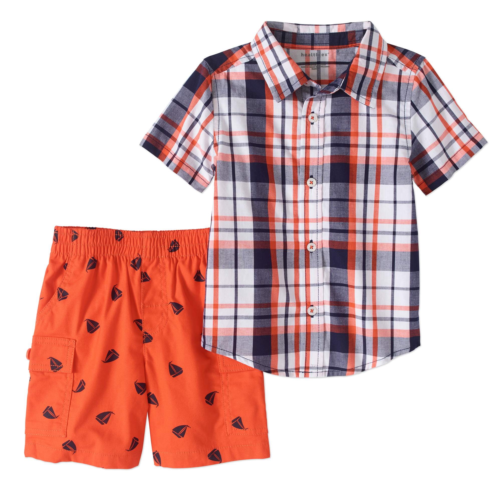 Healthtex Toddler Boy Short Sleeve Woven Buttonup Shirt & Cargo