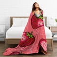 thumbnail image 6 of Strawberry Plush Blanket - Cozy, Warm, Soft Flannel Throw for Couch, Bed, and Travel - Comfy, Lightweight, Anti-Pilling Design for Bedroom, Living Room, and Outdoor Adventures 50in×60in, 6 of 6