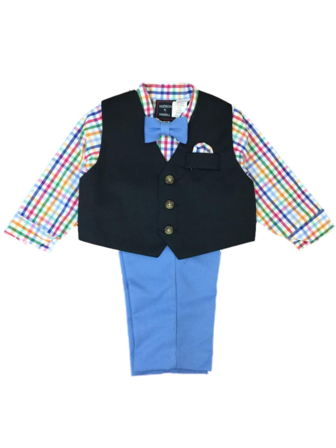 Infant Boys Starting Out 4pc Navy & Green Vest Suit Size 24 Months 