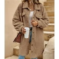 thumbnail image 4 of Women'S Teddy Fleece Coat-Plush Oversized Long Cardigan, Cozy Winter Fuzzy Outwear for Casual Style Brown L, 4 of 9
