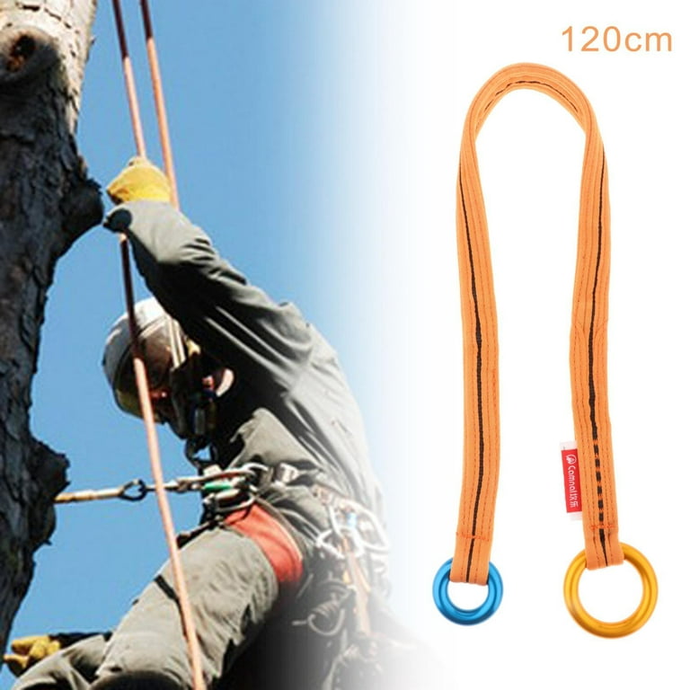 Tree Climbing Cambium Saver Retrievable Anchor, Climbing Rope Loop Rope Belt Tree Arborist Friction Saver for Rock Climbing Backpacking , Orange 120cm