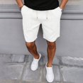 thumbnail image 1 of pstuiky Hombres bajos, Pantalones cortos de verano para hombre, de color liso, informales, con cordón ajustable. Pantalones cortos cargo, 1 of 5