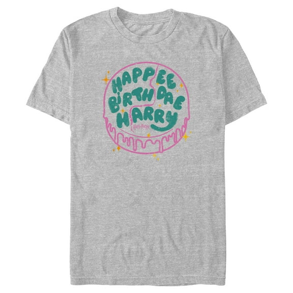Men's Harry Potter Happee Birthdae Cake Graphic Tee Athletic Heather Large