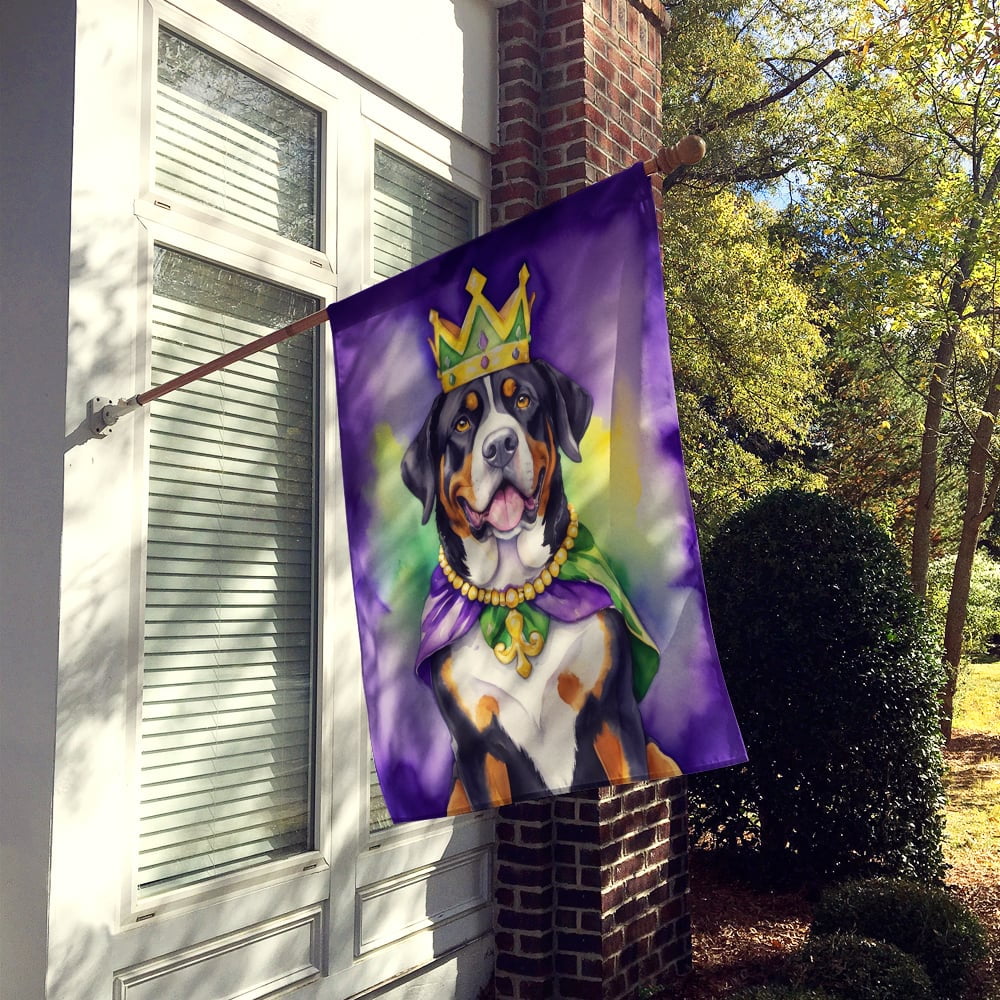 Greater Swiss Mountain Dog King of Mardi Gras House Flag 28 in x 40 in