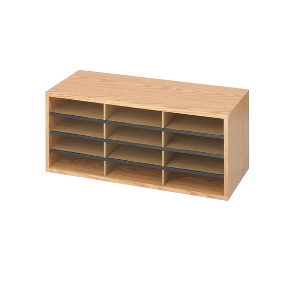 Wood/Corrugated Literature Organizer, 12, Medium Oak