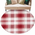 thumbnail image 2 of Red Checkered Round Area Rug 7 FT, Non Slip Living Room Area Carpet, Red White Plaid Farmhouse Washable Soft Circular Rug Non-Shedding Floor Carpet for Bedside Office Play Room Classroom, 2 of 9
