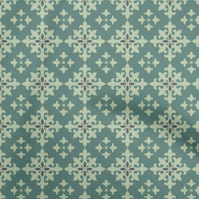 oneOone Polyester Spandex Dusty Teal Green Fabric Damask Sewing Material Print Fabric By The Yard 56 Inch Wide