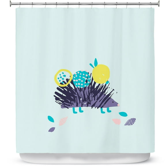 Shower Curtains 70" x 73" from DiaNoche Designs by Metka Hiti - Hedgehog Blue