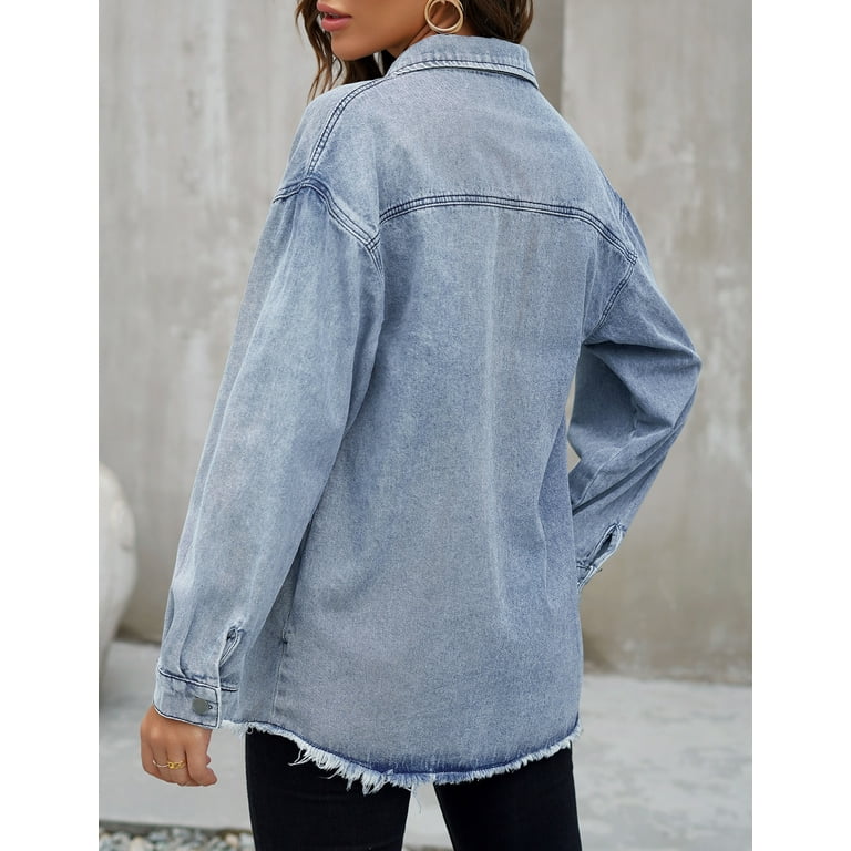 Karl Lagerfeld frayed hem denim shacket Jacket shops