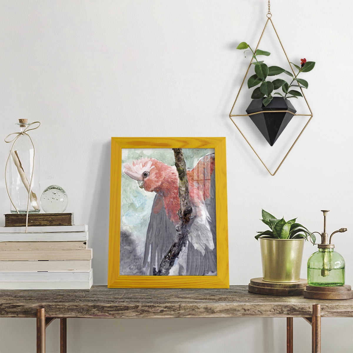 Tropic Parrot II - Framed Print w/glass - Sunflower Yellow