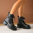 thumbnail image 2 of UngA Combat Boots for Women Lace Up Boots Low Heel Ankle Booties Winter Womens Boots Black,Size 7, 2 of 7