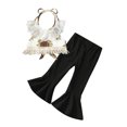 thumbnail image 1 of xiaxaixu Girls Clothes Set, Floral Print Cropped Tops+Solid Color Trousers, 1 of 9
