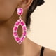 thumbnail image 5 of 3 pares de pendientes colgantes geométricos rectangulares, pendientes de aro bohemios para mujeres pendientes de gota rosa fuerte pendiente de gota de declaración ligera, 5 of 5