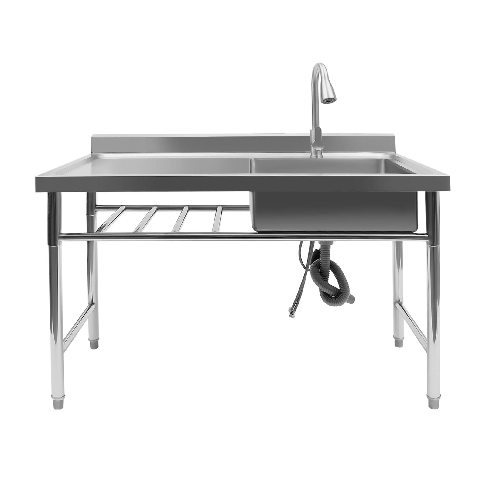 Stainless Steel Single Bowl Utility Sink, 47" x 24" x 32" Rectangular Prep Sink
