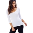 thumbnail image 2 of Boody Ecowear for Women's Scoop Neck 3/4 Sleeves Top - White - X-Large, 2 of 2