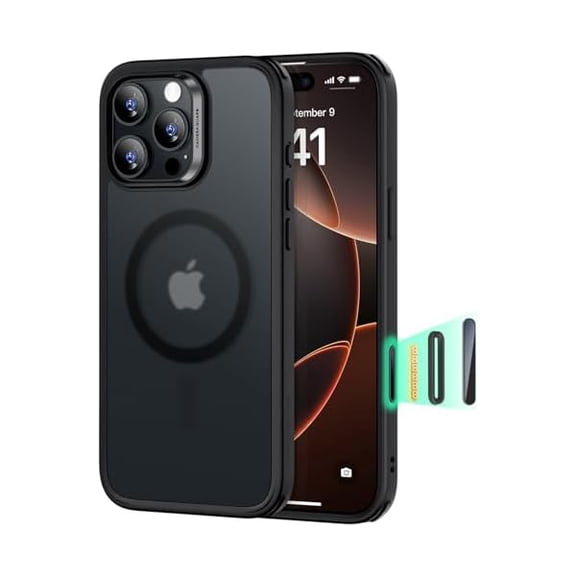for iPhone 16 Pro Case, Compatible with MagSafe, Shockproof Military-Grade tection, Magnetic iPhone Case for iPhone 16 Pro, Classic Hybrid Case (HaloLock), Frosted Black