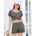 thumbnail image 4 of Ekouaer Womens Pajama Set Summer Short Sleeve Pjs Sleepwear Cute 2 Piece Lounge Sets, 4 of 6