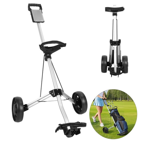 2-Wheel Golf Pull Cart – Lightweight Foldable Golf Push Cart with Scoreboard Holder, Adjustable Straps