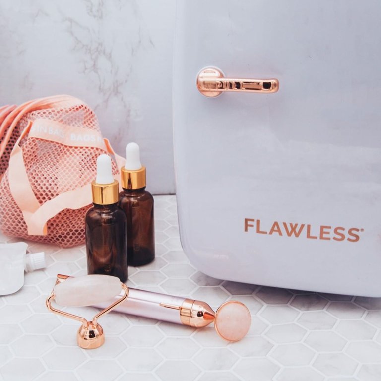 Finishing Touch Flawless Contour Vibrating Facial Roller & Massager, Rose  Quartz