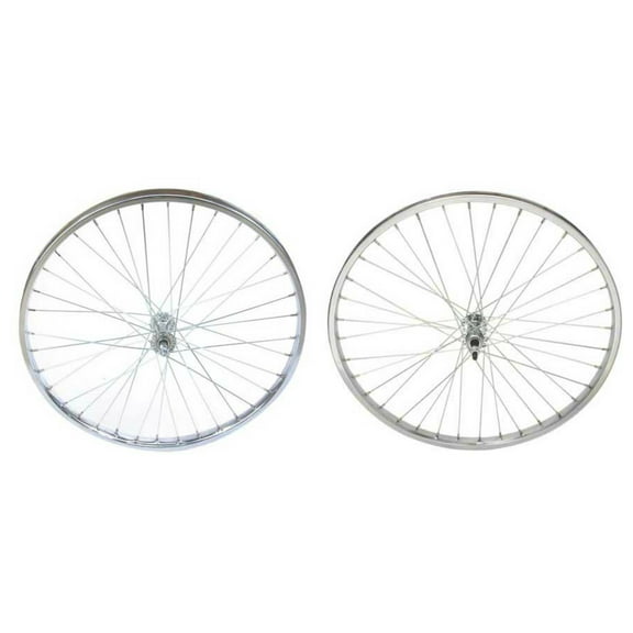 Silver Alloy 26" by 1.75" Wheel Set. Front and Rear Free Wheel.