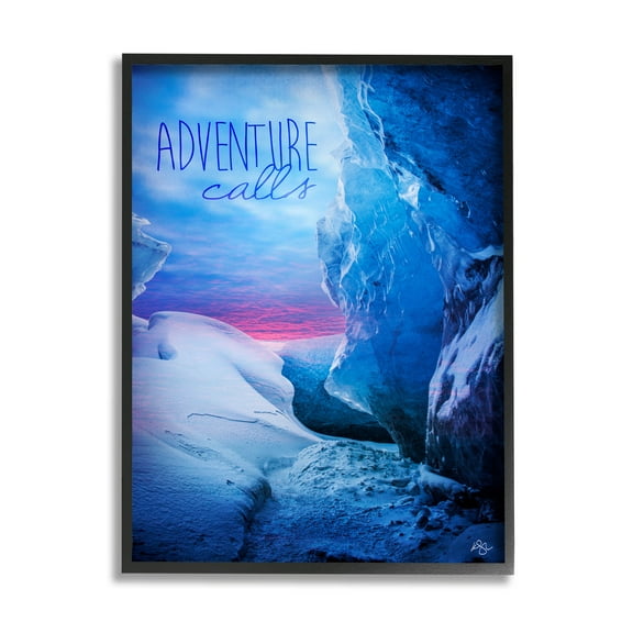 Stupell Industries Adventure Calls Snowy Glacier Graphic Art Black Framed Art Print Wall Art, Design by K. Kaufman