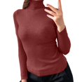 thumbnail image 1 of SGMVNU Chandails à Col Roulé pour Femmes Automne 2025 Manches Longues Habillé Décontracté Doux Tricoté Basique Hauts Tenues (Rouge#2, Taille Unique), 1 of 5