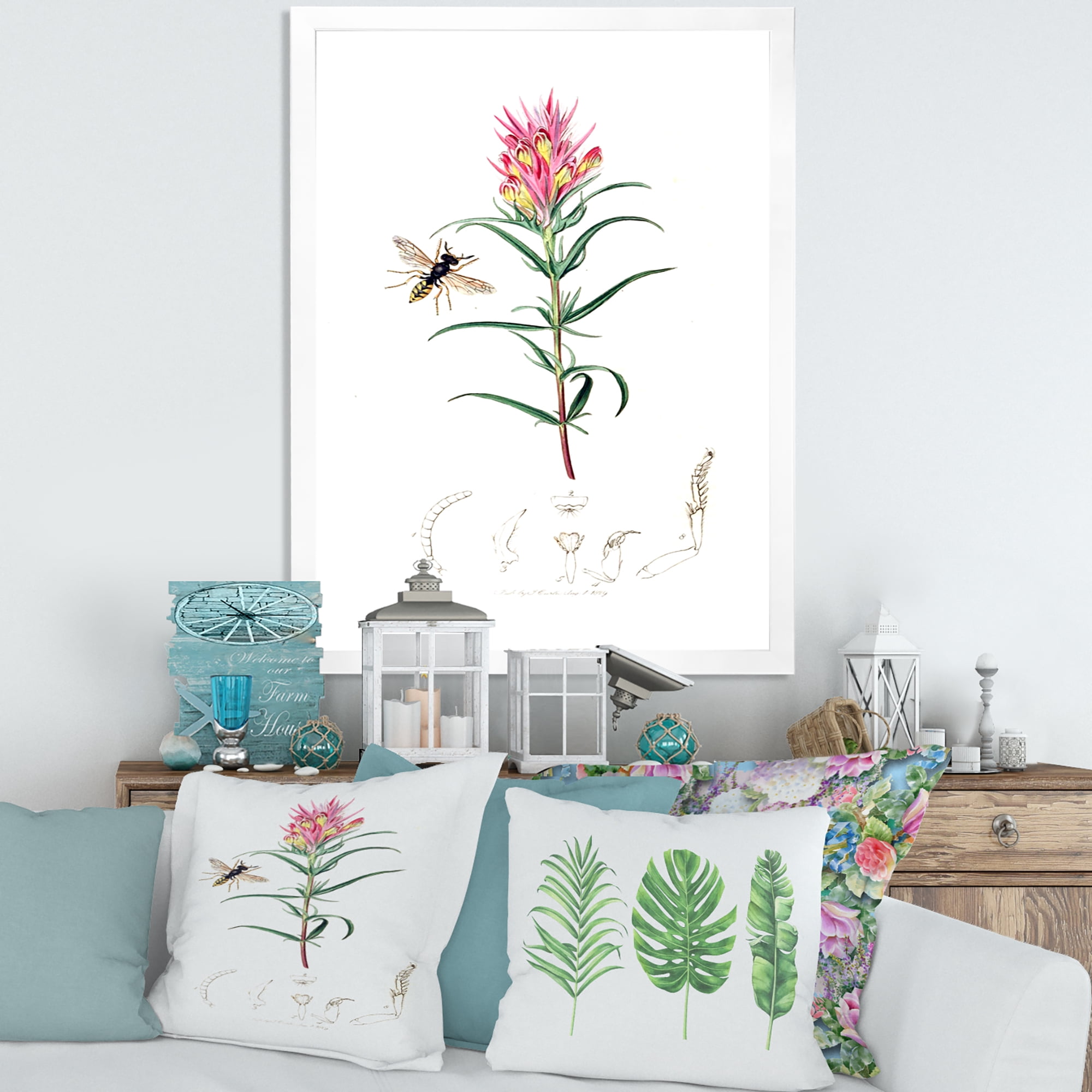 Designart 'Ancient Insects and Plants I' Farmhouse Framed Art Print