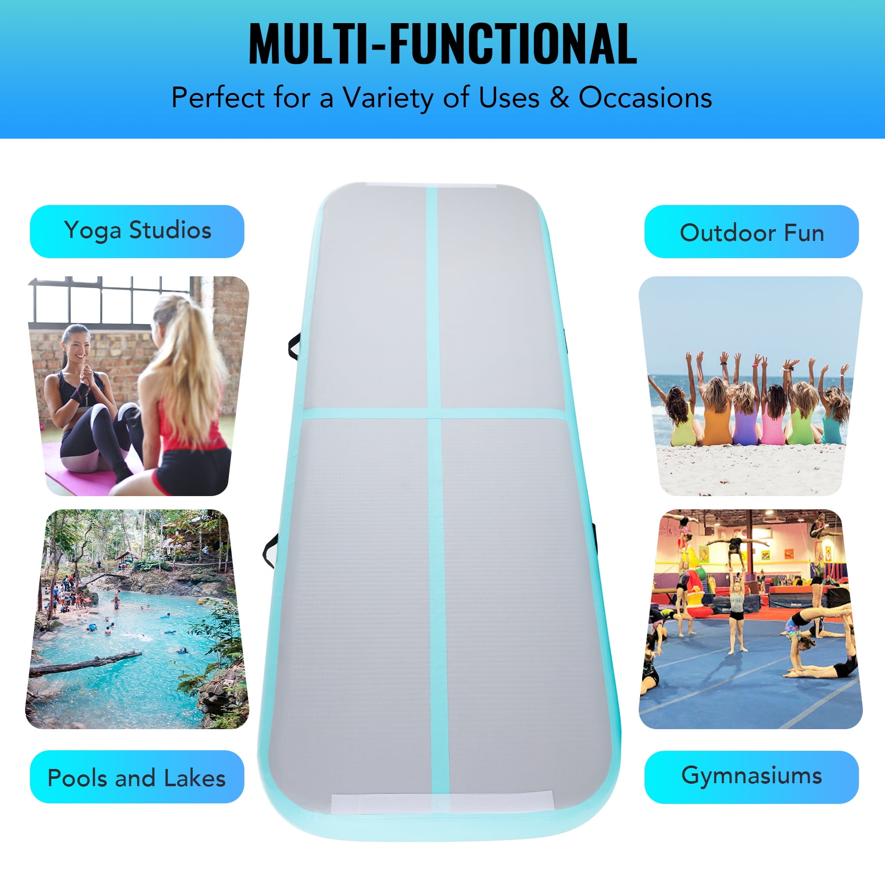 10 Ft Air Tumbling Track Mat-For Gymnastics Training Home Use Yoga Water- Good Gift for Family and Friend ANNTU Inflatable Air Gymnastics Track Mat Cheer leading