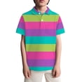 thumbnail image 4 of BOOMNY Mardi Gras Unisex Boys Girls Tshirts Short Sleeve Buttons T Shirts for Boys Carnival Striped Breathable Loose Fit Cozy Childrens Dailywear, 4 of 4