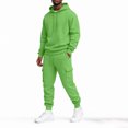 thumbnail image 4 of Trgacdwlo Sweatsuits Men 2 Piece Outfit Casual Hooded Sweatshirt and Cargo Sweatpants Suit Fall Winter Tracksuit Outfits Jogging Suit Hooded Set Green S, 4 of 7