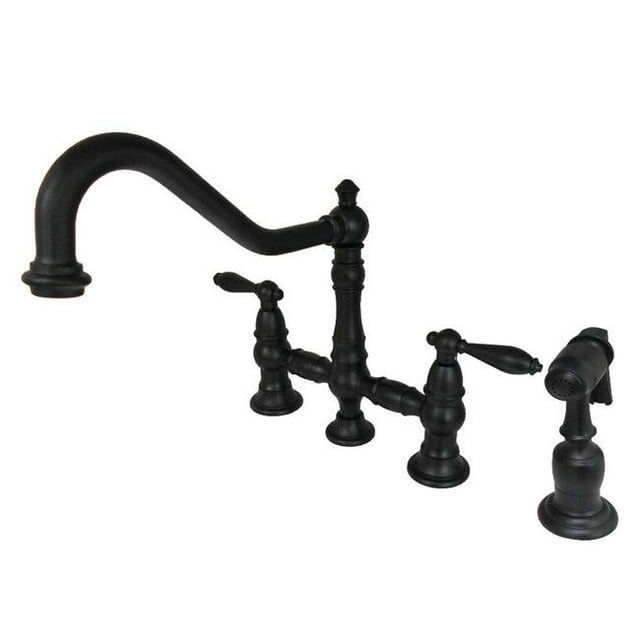 Kingston Brass KS3270ALBS Restoration Kitchen Faucet with Side Sprayer, Matte Black