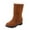Brown, variant on Fesfesfes Ankle Boots for Women Vintage Solid Color Round Head Plush Mid-heel Mid-calf Boots 35(US:4)