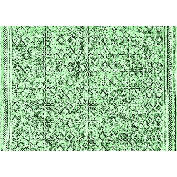 Ahgly Company Indoor Rectangle Oriental Emerald Green Industrial Area Rugs, 3' x 5'