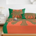 thumbnail image 6 of Twin Sze Fitted Sheet Set - Orange Green Palm Tree 2 Piece Bedding Sets 16" Deep Pocket Fitted Sheet with 1 Pillowcase, Summer Beach Coastal Modern Art Brushed Microfiber Hotel Luxury Bed Sheets, 6 of 9