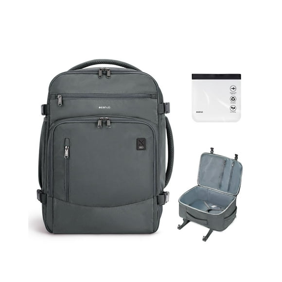 Mochila de viaje ECOHUB Spirit Airlines 30L con puerto USB gris