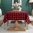 thumbnail image 4 of Christmas Plaid Tablecloth Rectangle - Red Buffalo Plaid Linen Cotton Gingham Tablecloth Xmas Table Cloths, Winter Farmhouse Table Decorations for Dining/Parties/Holiday, 55 x 55 Inch, 4 of 7