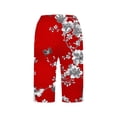 thumbnail image 4 of Lovzfmll Women's Printed Bermuda Shorts, Wide Leg Casual Shorts with Side Slit & Pockets, Summer Button Front Shorts Red, 2XL, 4 of 5