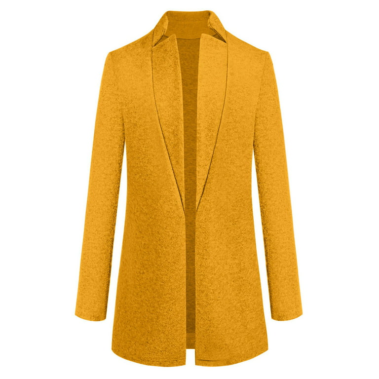 Kcocoo Womens Artificial Wool Coat Trench Jacket Ladies Warm Long Overcoat  Outwear Yellow M 