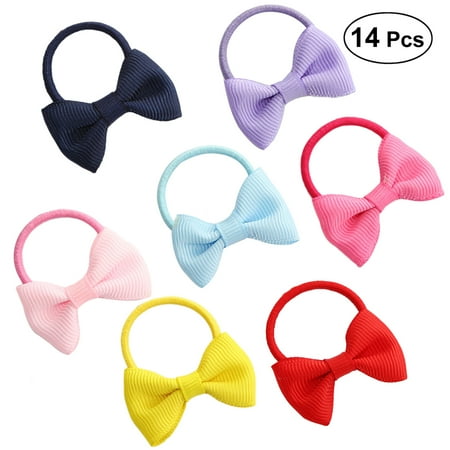 Pixnor 14pcs Girl S Bowknot Hair Rope Ponytail Holder Elastic