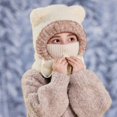 thumbnail image 2 of XIMIN Bear Ear Baby Girls Boys Winter Hat Toddler Knitted Ear Flaps Cute Stuffed Hood Scarf Beanies with Fleece Lining Fluffy Ski Snow Hat, 2 of 6
